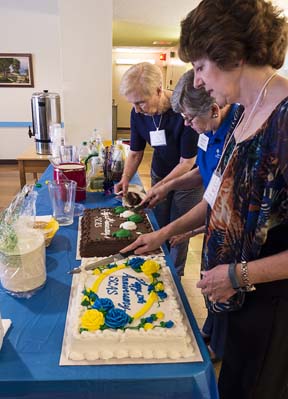 cutting the cake